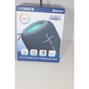 Fisher Glo Pop Bluetooth Wireless Speaker RGB Light IPX5 Waterproof FM Radio
